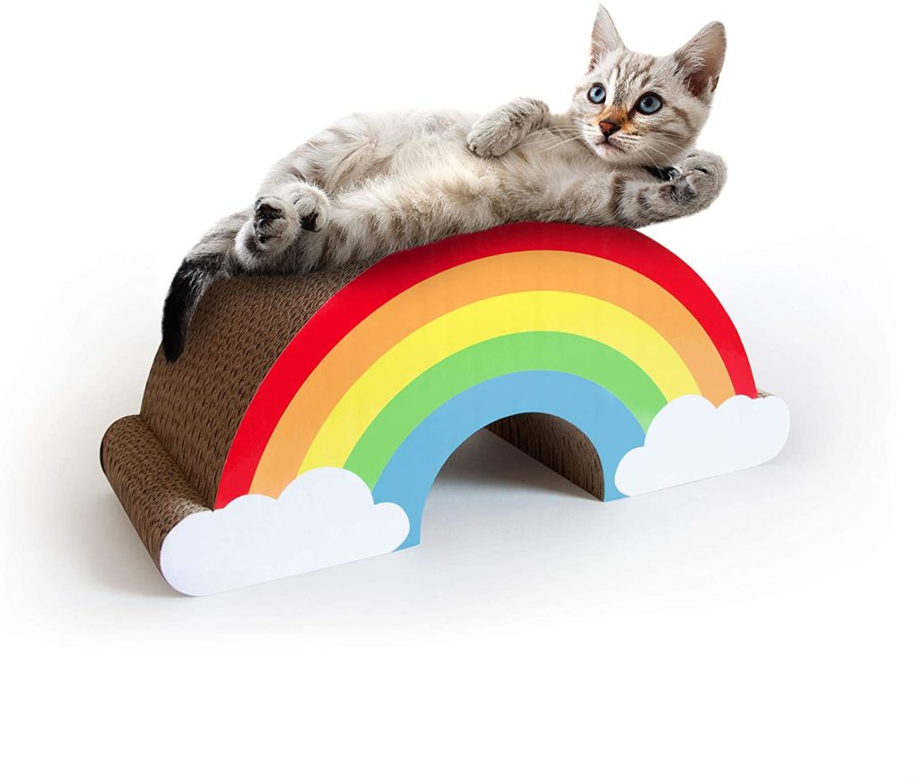 rainbow cat scratching pad