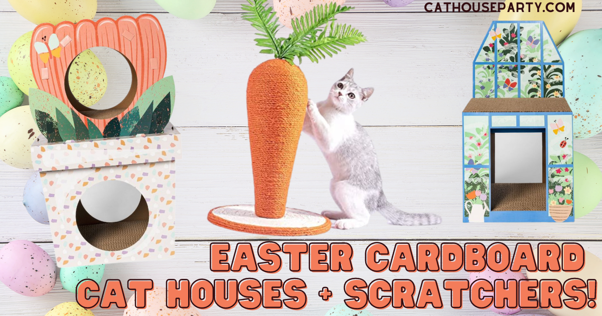 Easter cardboard cat houses